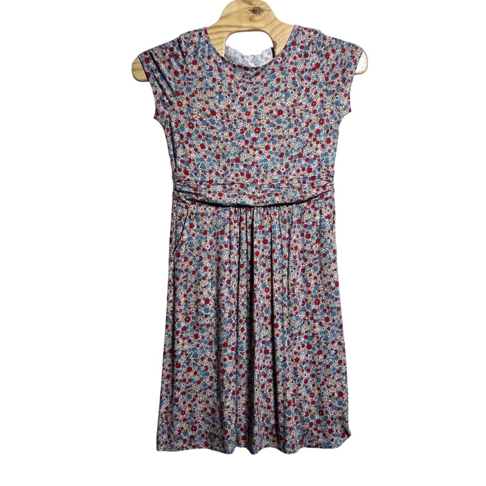 Boden Floral Midi Dress in Red, Blue, White